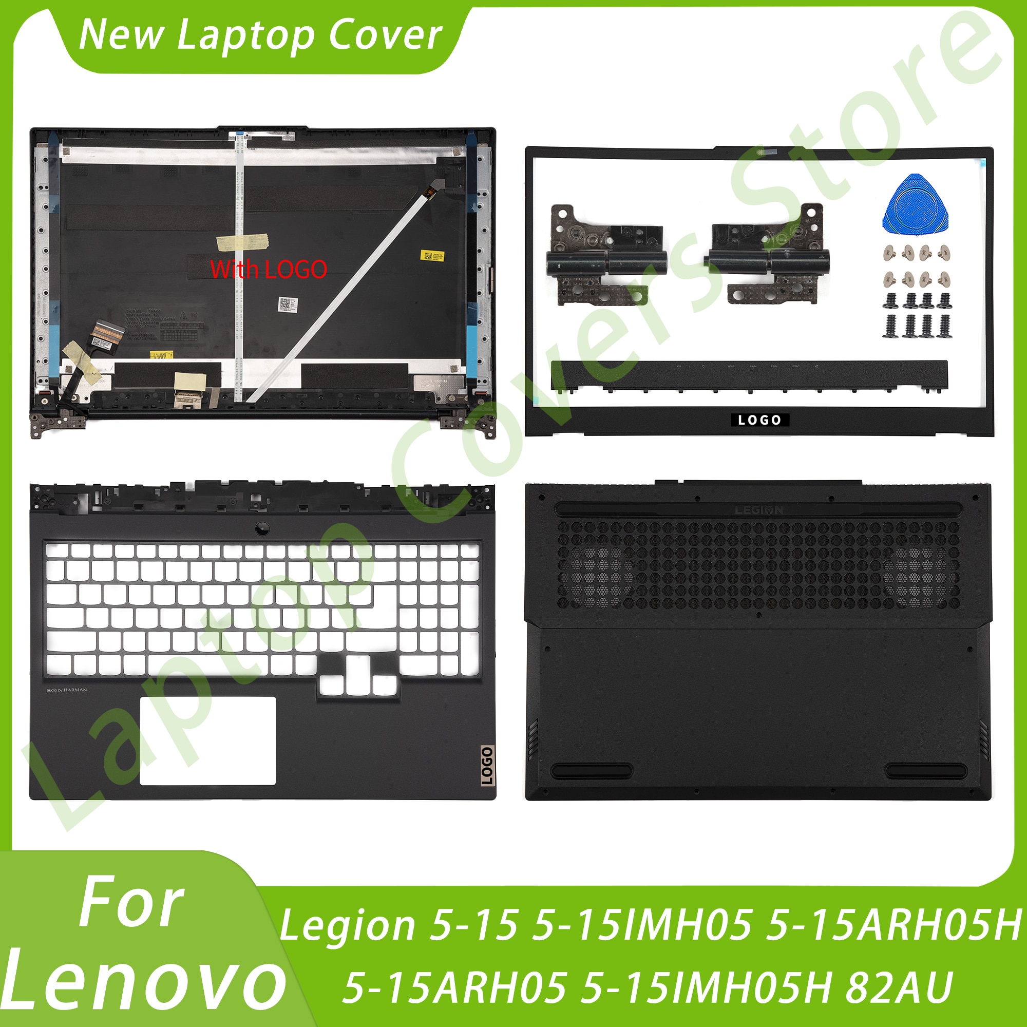 전면 베젤 하단 힌지 상단 LCD 후면 커버, Lenovo Legion 5-15 5-15IMH05 5-15ARH05H 5-15ARH05 5-15IMH05H 82AU 교체 부품